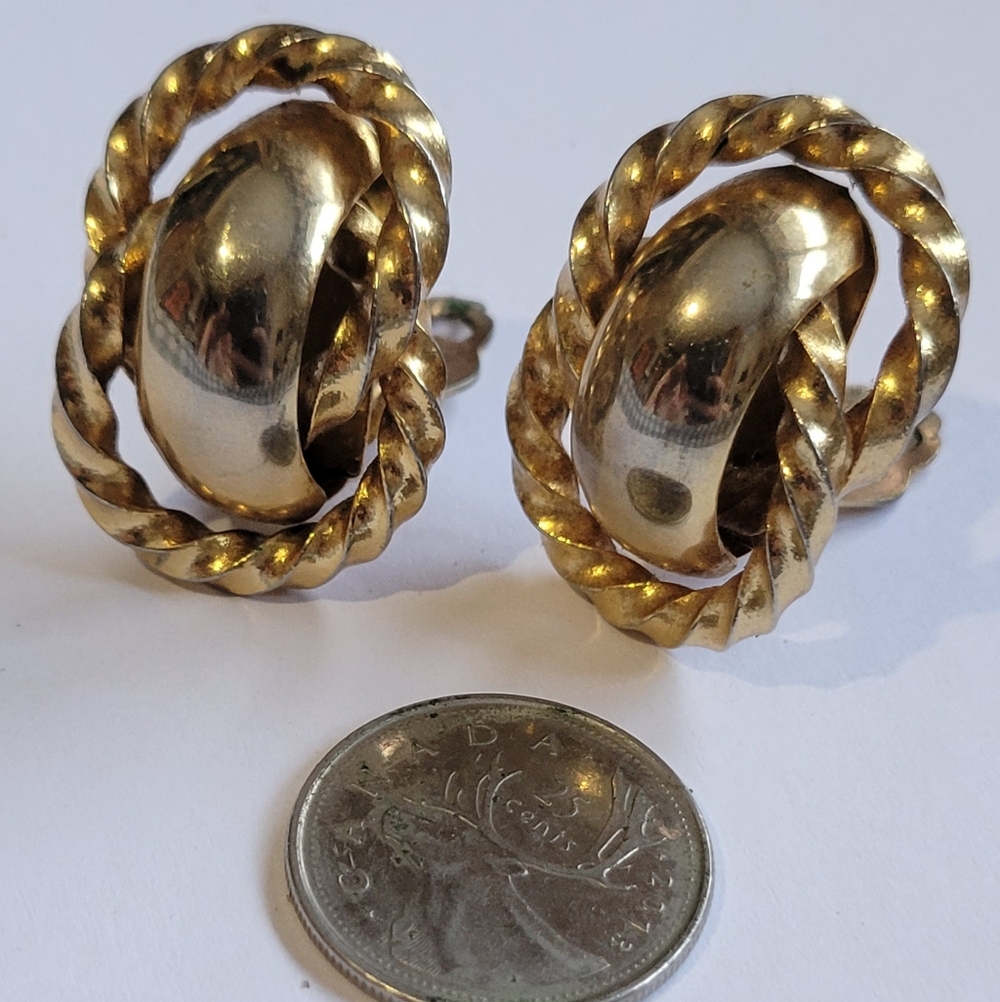 Elegant Gold-Tone Twisted Hoop Clip On Earrings
